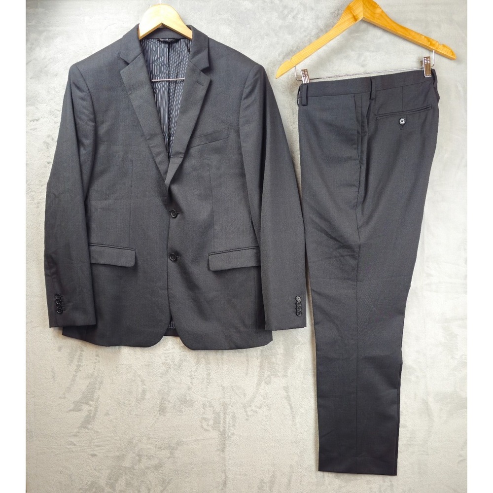 Banana Republic Suit 42S 34x29.5 Marzotto Super 120s Slim Wool Italian Charcoal